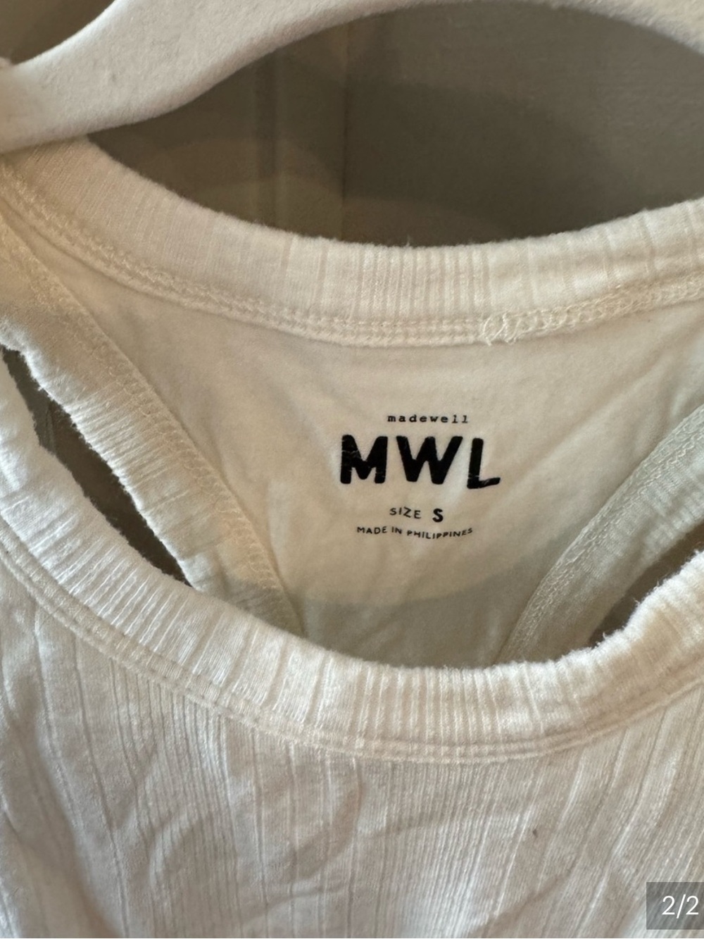 Madewell White Ribbed Racerback Tank - Picture 2 of 2
